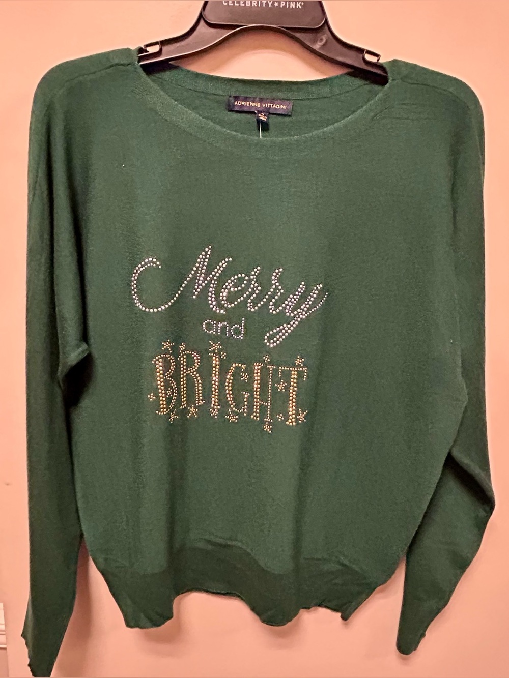 Adrienne Vittadini Merry and Bright Green Holiday Sweater Sz S NWT